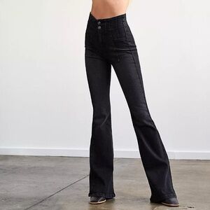 Free People Jayde Flare High Rise Jeans Black/Onyx